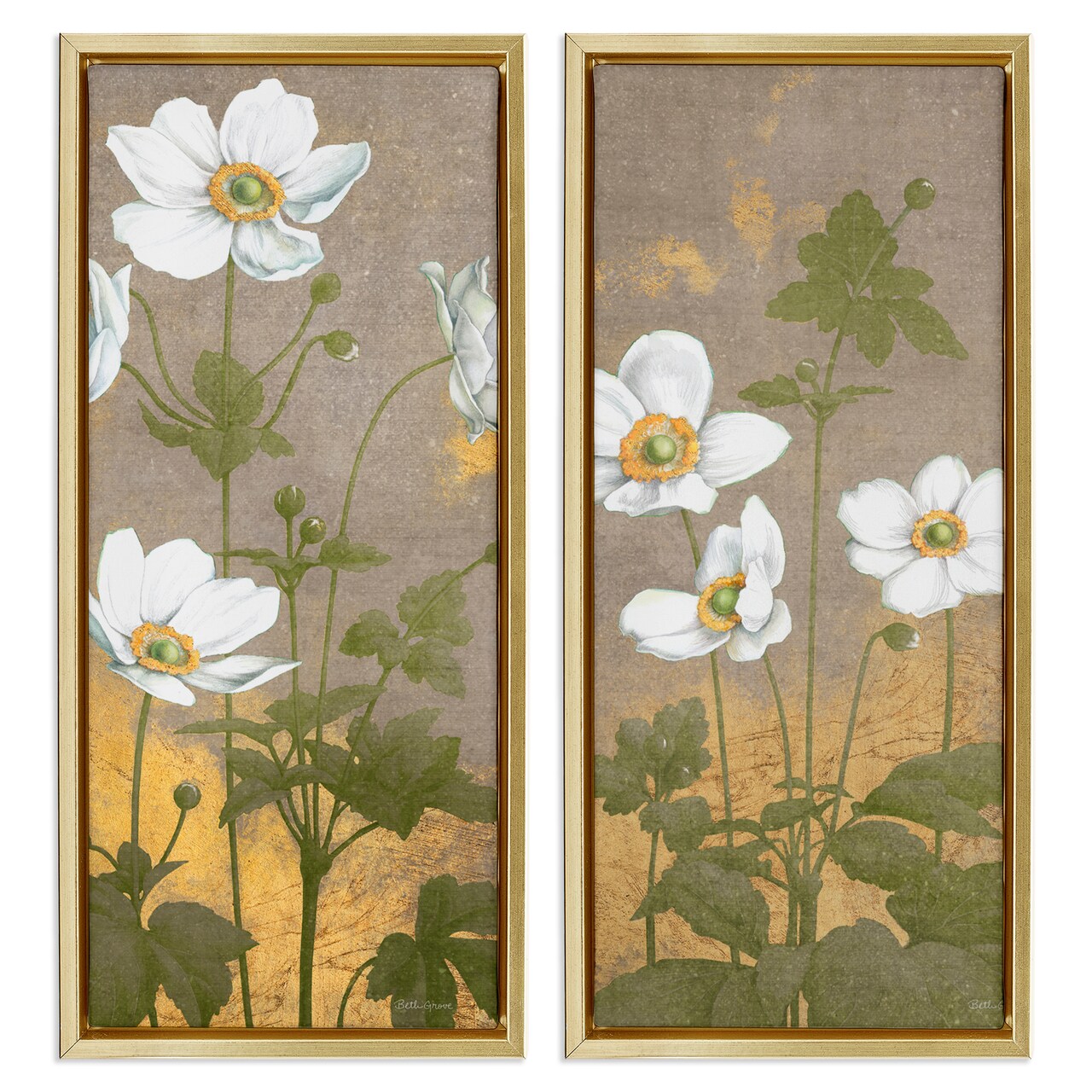 Stupell Industries Vintage Style Anemone Flowers 2pc Floating Frame Set By Beth Grove